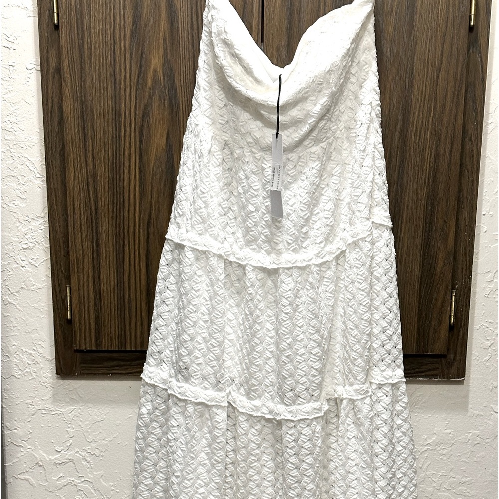 White strapless Crotchet Dress